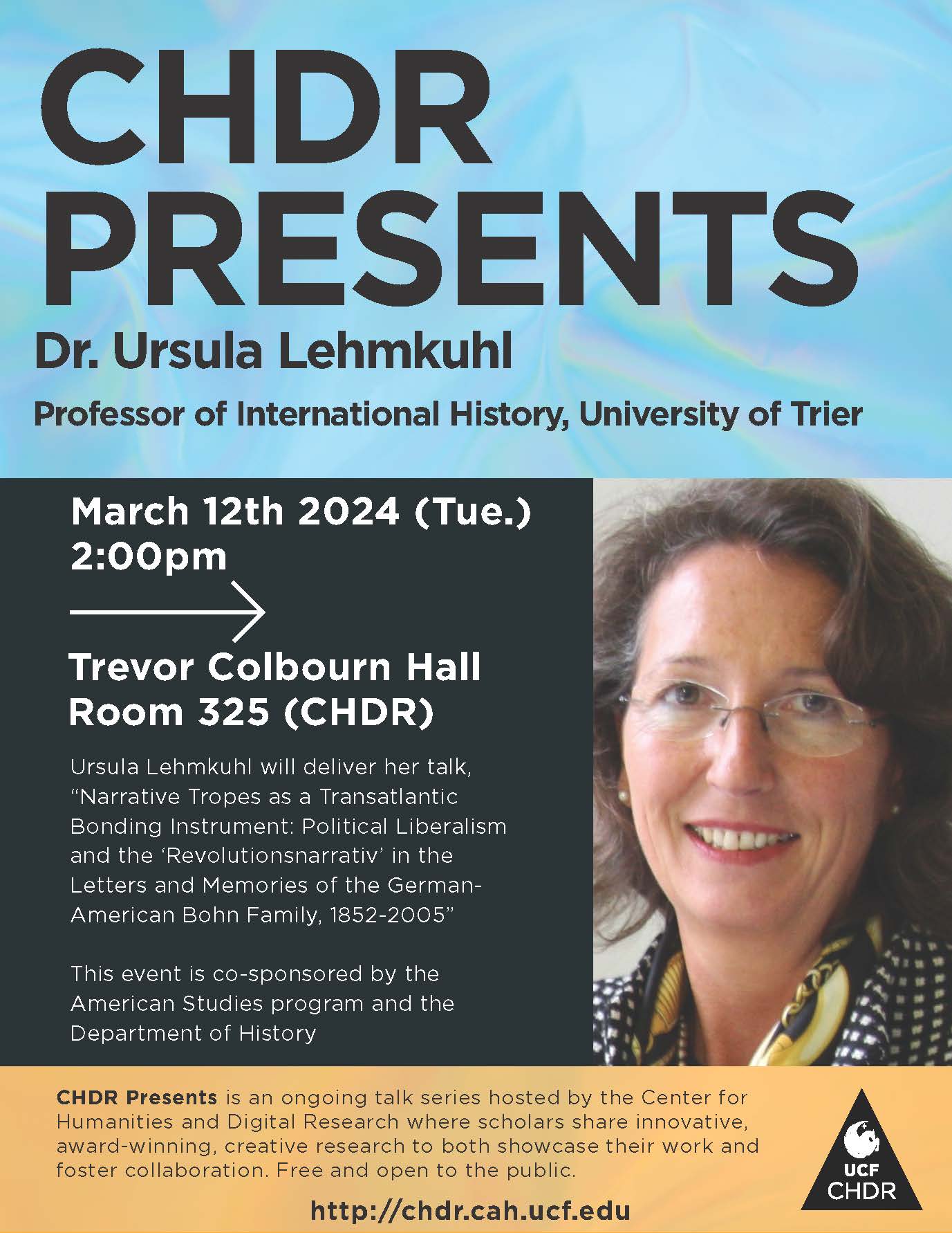 CHDR Presents: Ursula Lehmkuhl poster