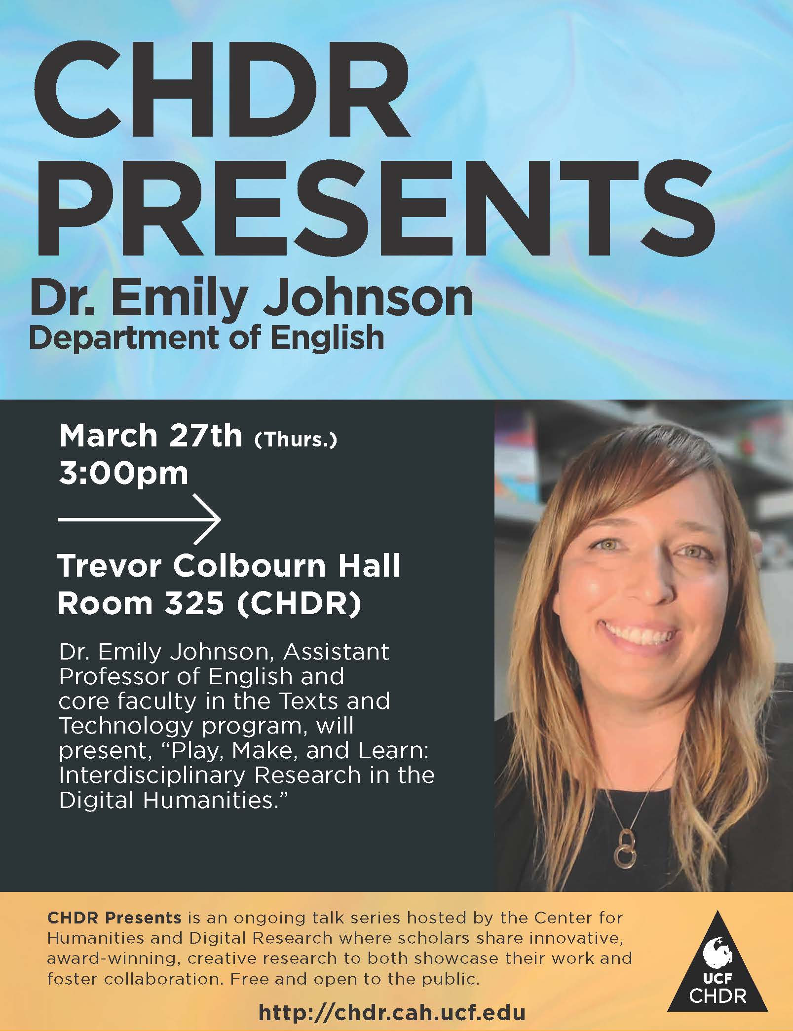 CHDR Presents: Emily Johnson poster